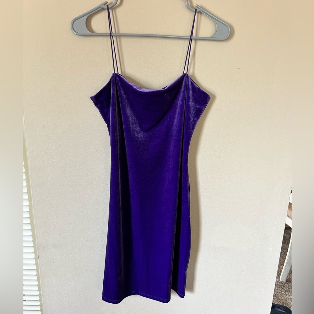 Purple velvet slip dress